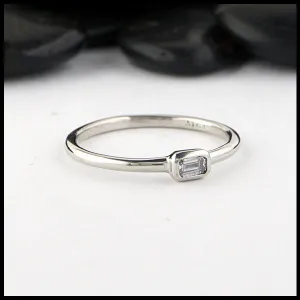 Simple Emerald Cut Diamond Ring in White Gold