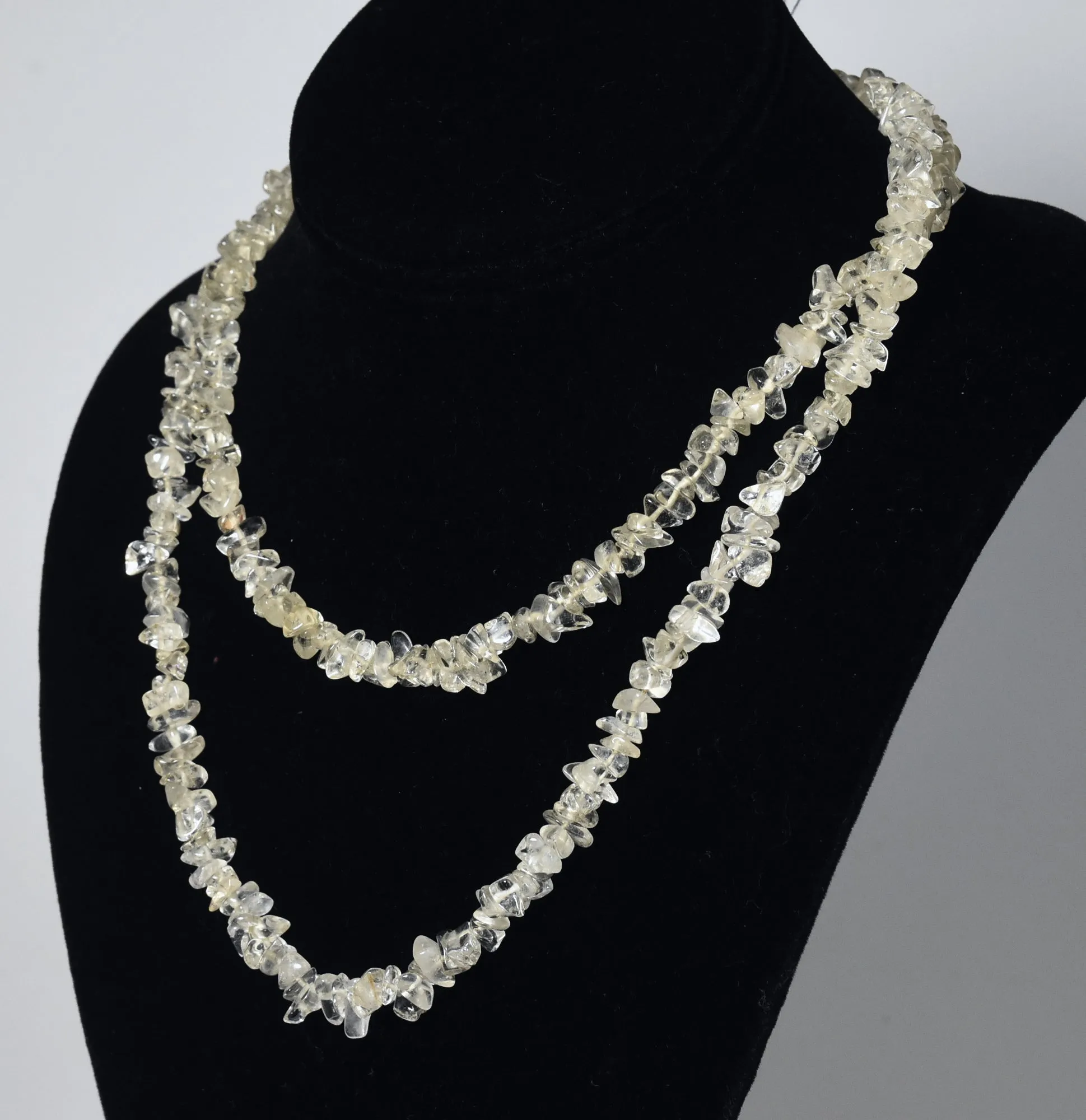 Single Strand Quartz Chip Bead Necklace - 36 inches