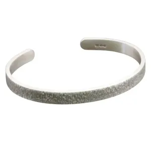 Slim Sterling Silver Bark Pattern Cuff Bracelet