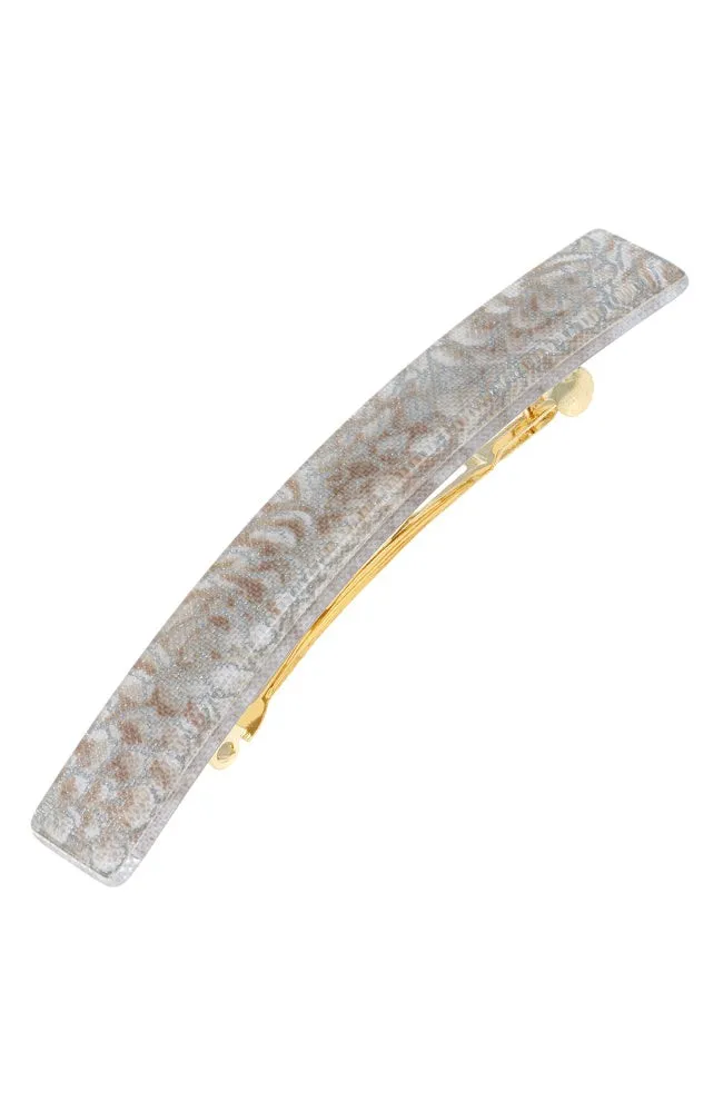 Small Luxury Rectangle Barrette - Gold Pine