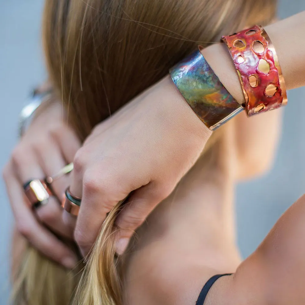 Small Rainbow Copper Cuff Bracelet