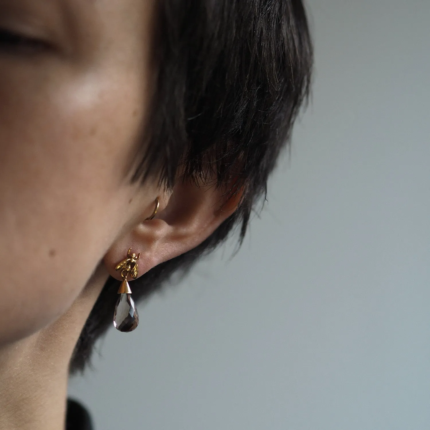 Smokey Quartz Briolette Little Fly Earrings by Yasmin Everley