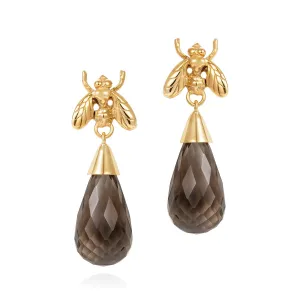 Smokey Quartz Briolette Little Fly Earrings by Yasmin Everley