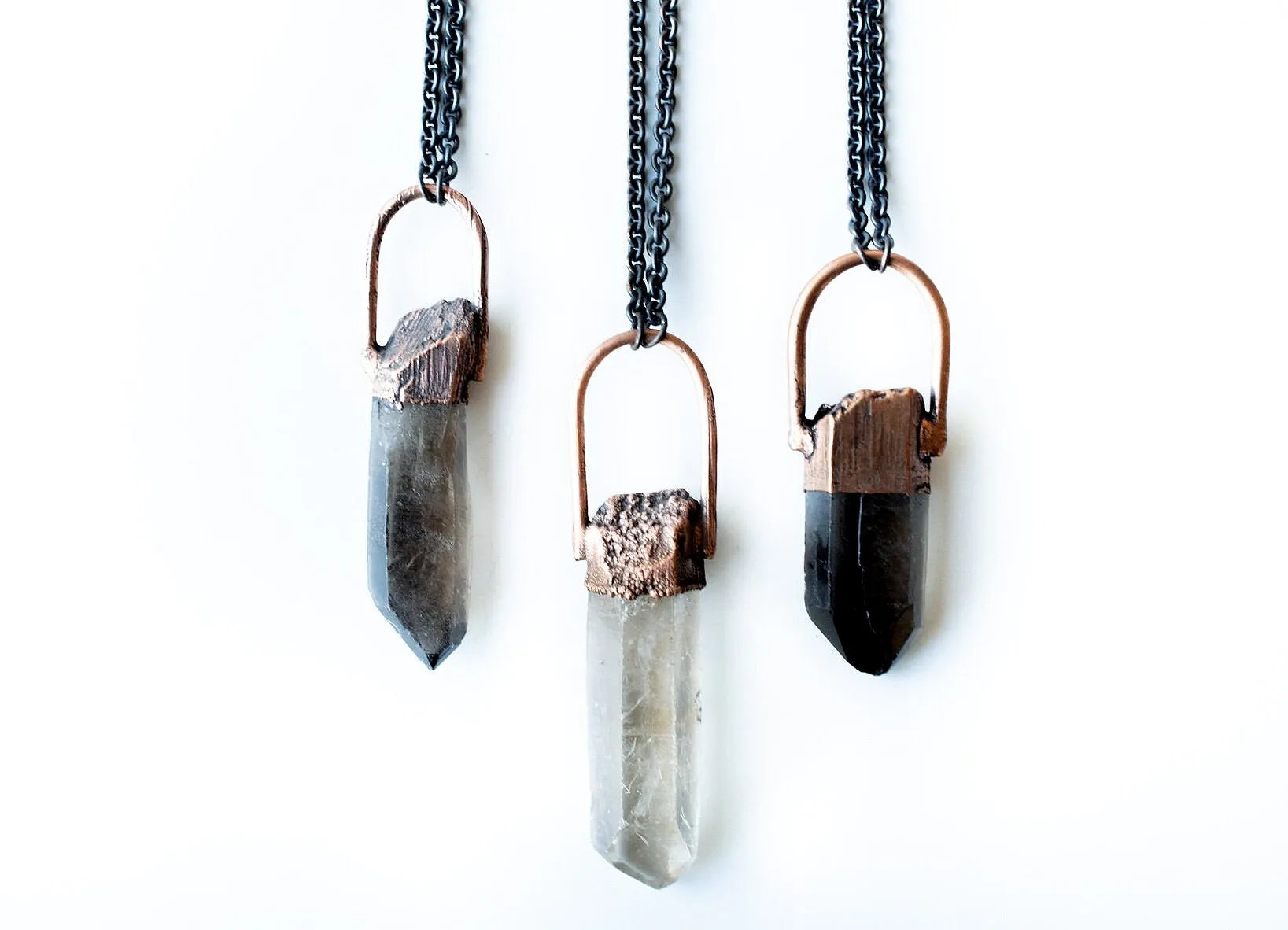 Smokey Quartz crystal necklace | Electroformed crystal necklace