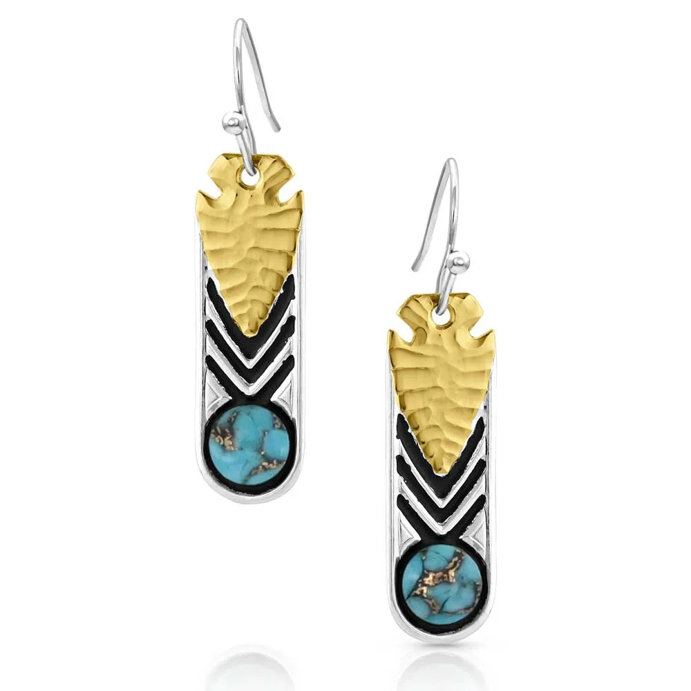 Southwest Nights Arrowhead Turquoise Earrings