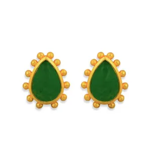 Starburst Stud Earrings - Green Strawberry Quartz