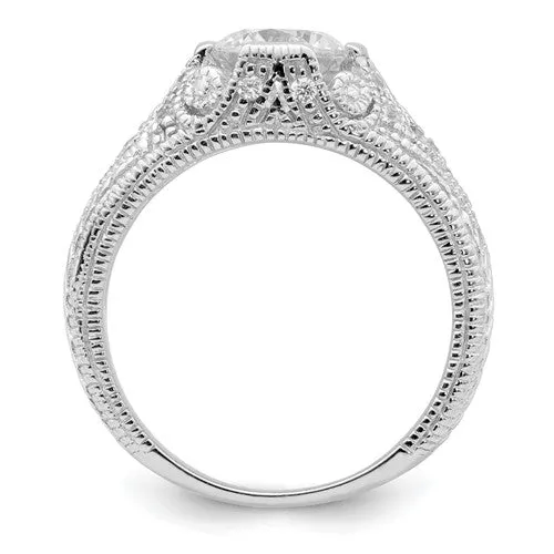 Sterling Silver CZ Antique Inspired Ring