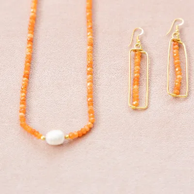 Sunshine Citrus Pearl Charm Necklace