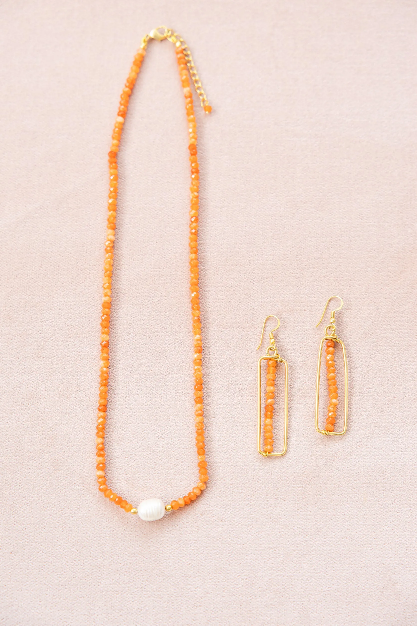 Sunshine Citrus Pearl Charm Necklace