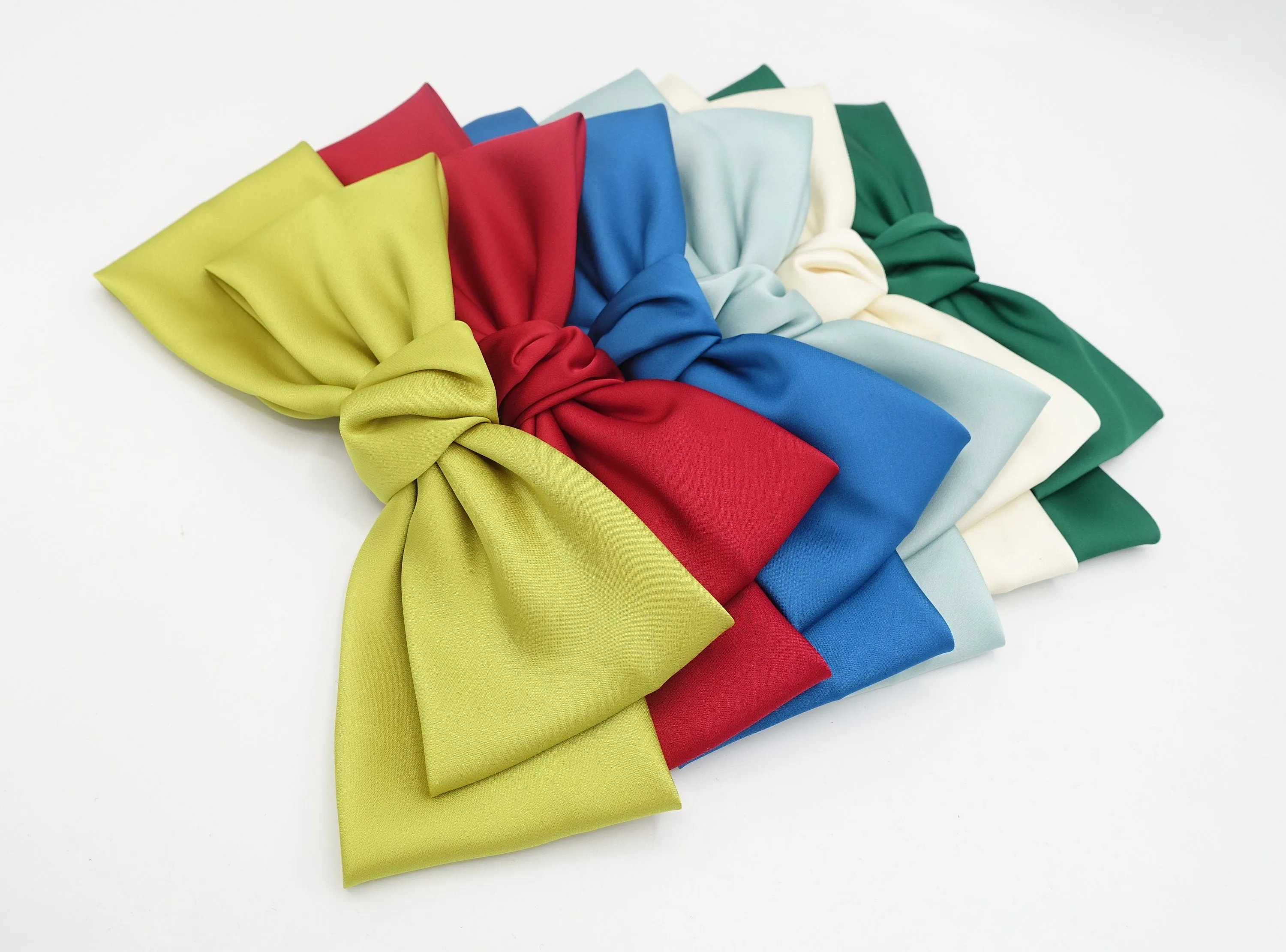 Texas satin hair bow very big satin simple bow french hair barrette for Women