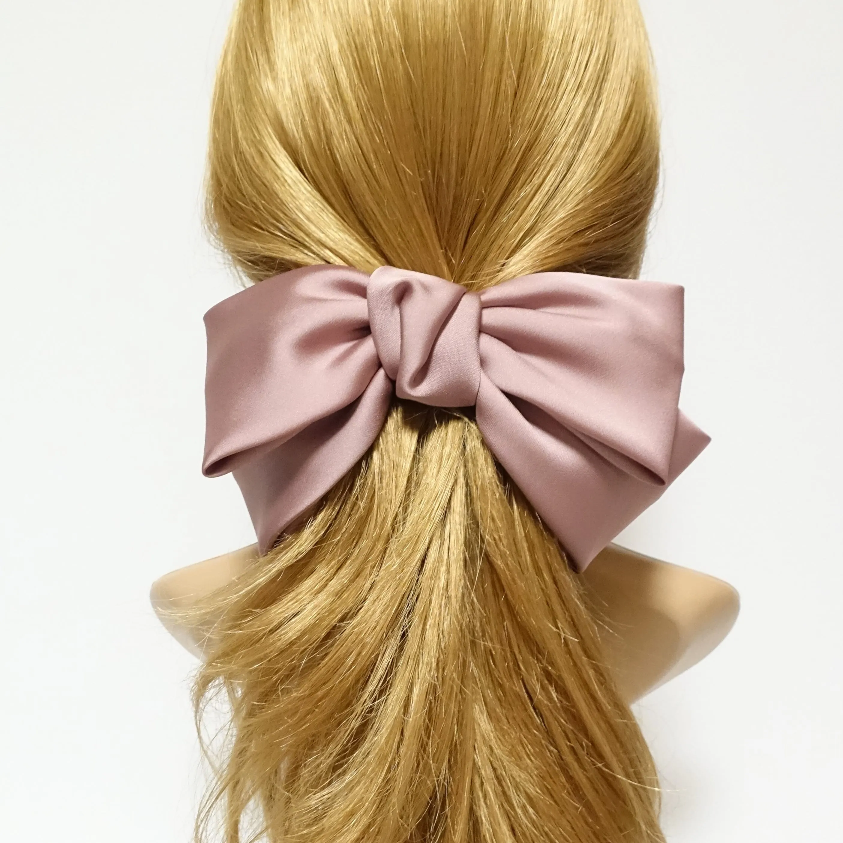 Texas satin hair bow very big satin simple bow french hair barrette for Women