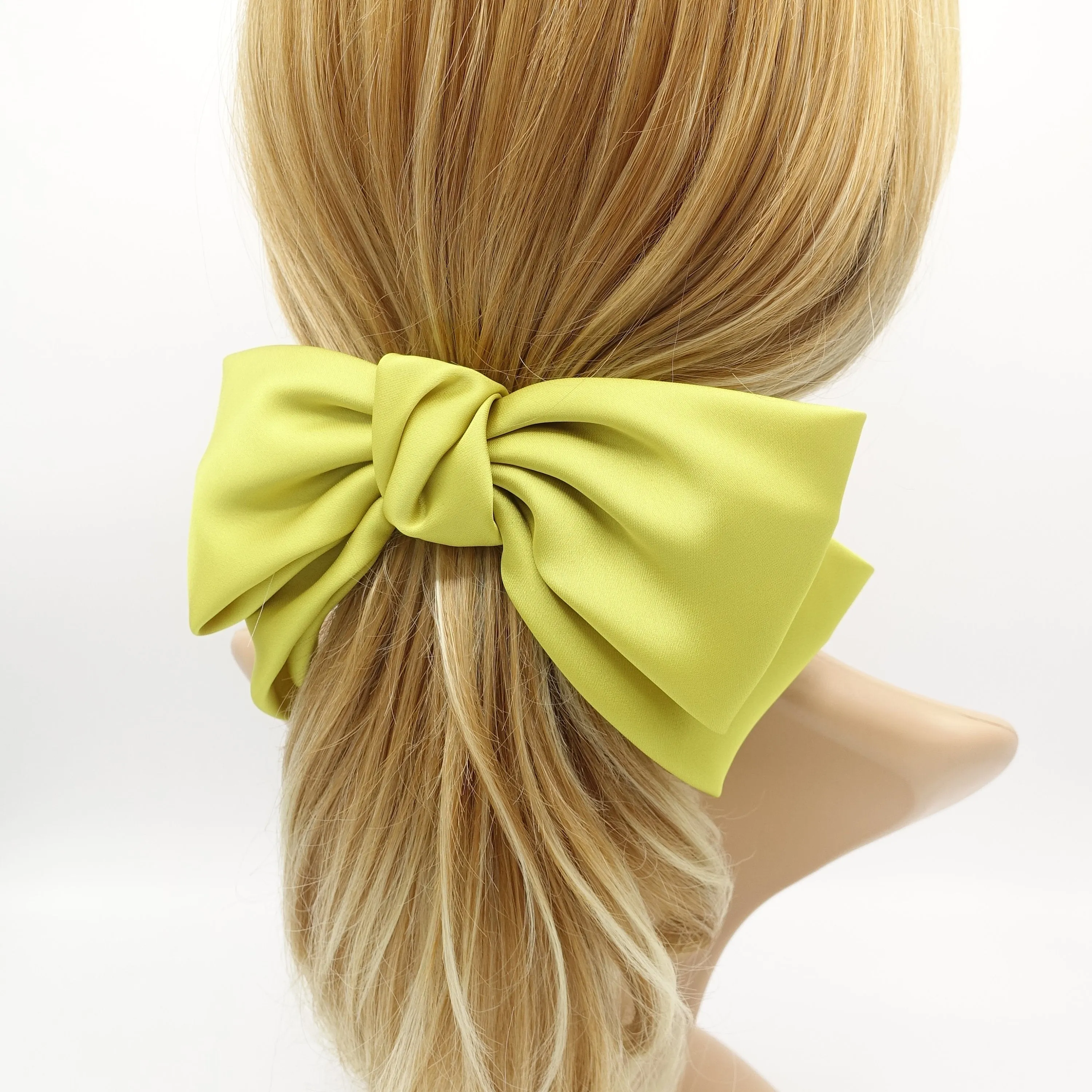 Texas satin hair bow very big satin simple bow french hair barrette for Women