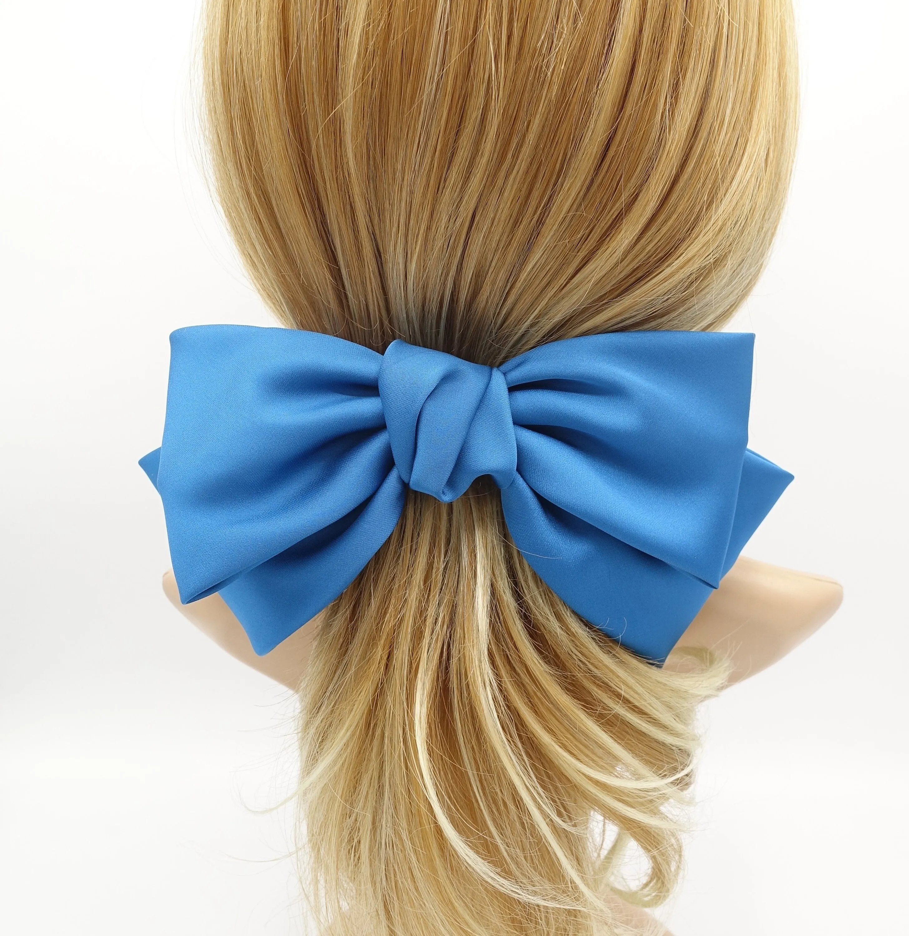 Texas satin hair bow very big satin simple bow french hair barrette for Women