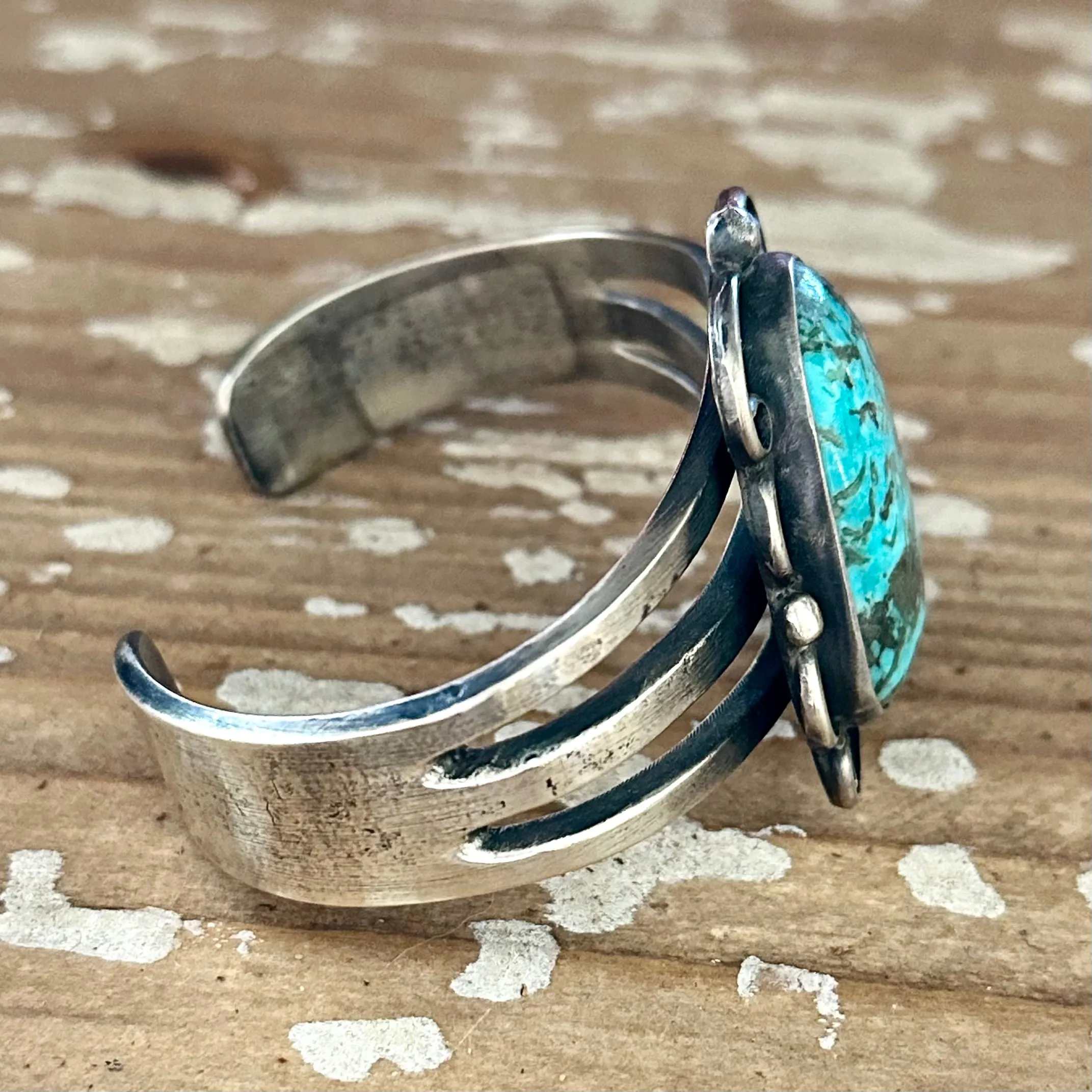 TIME FOR YOU Chimney Butte Navajo Cuff, Turquoise & Sterling Silver 60g