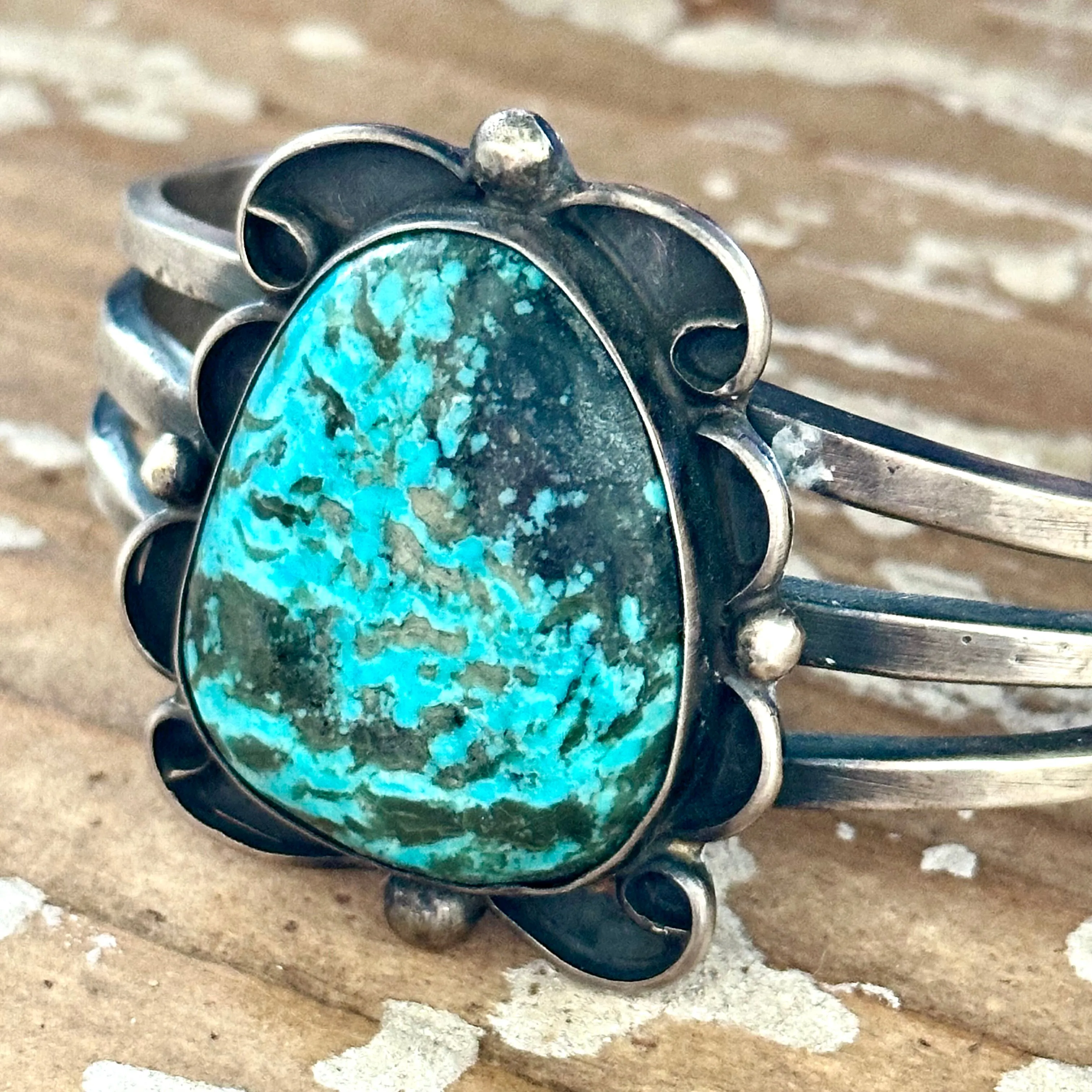 TIME FOR YOU Chimney Butte Navajo Cuff, Turquoise & Sterling Silver 60g