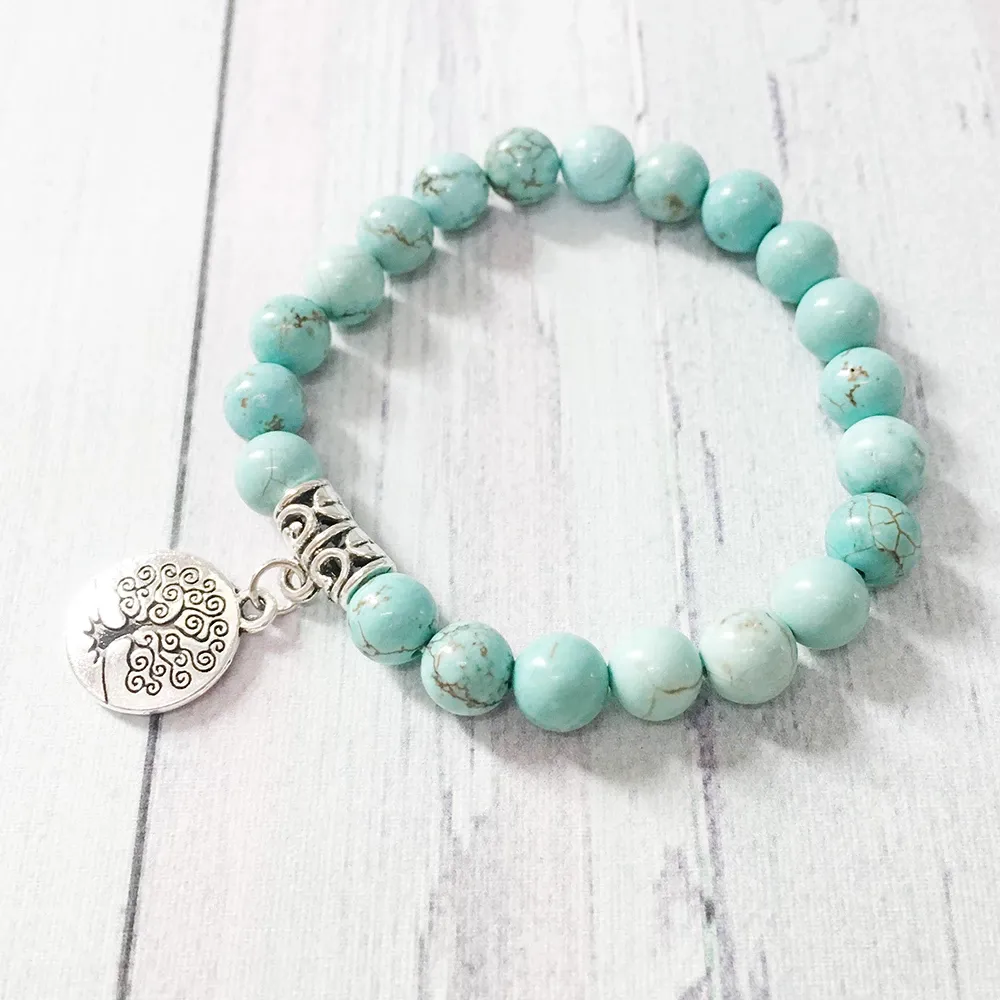 Tree of Life Turquoise Tumbled Healing Stone Bracelet