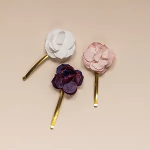 Trio de barrettes fleurs en papier multicolor