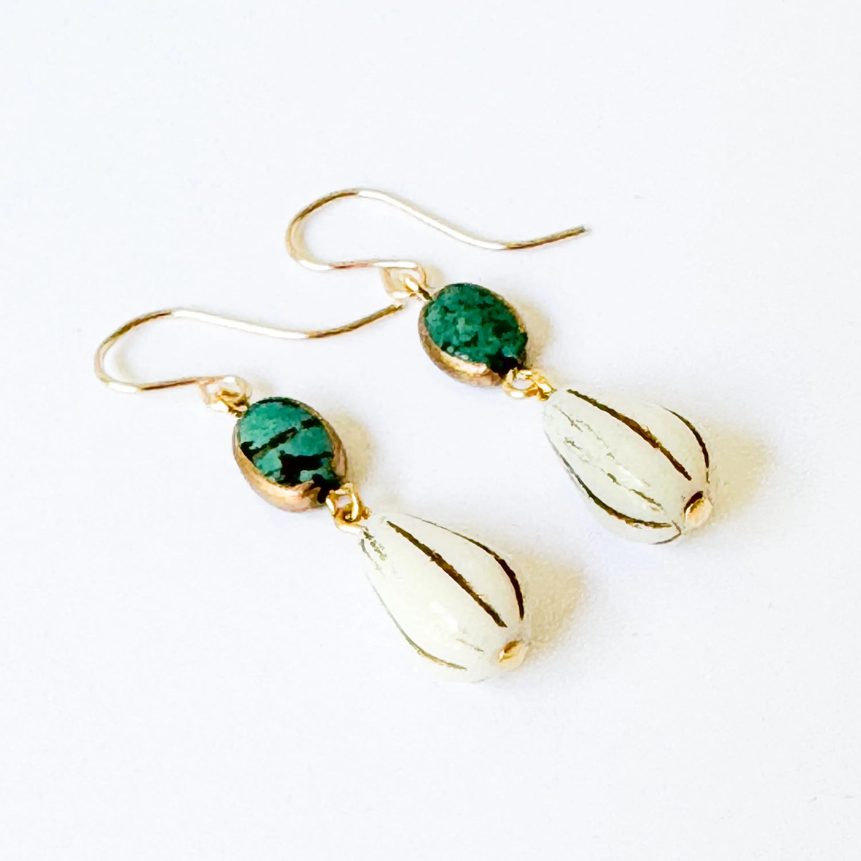 Turquoise and Glass Drop Earrings