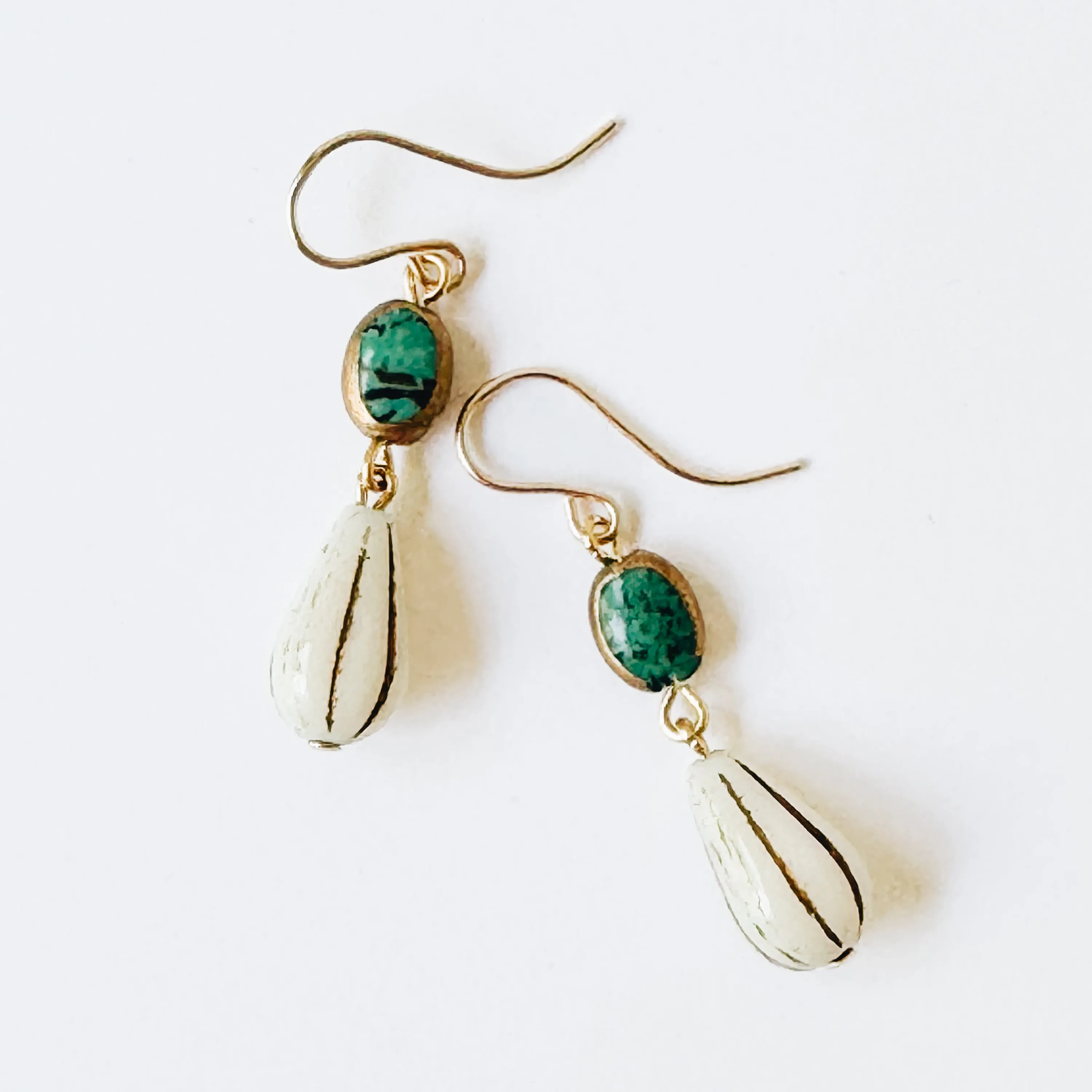 Turquoise and Glass Drop Earrings