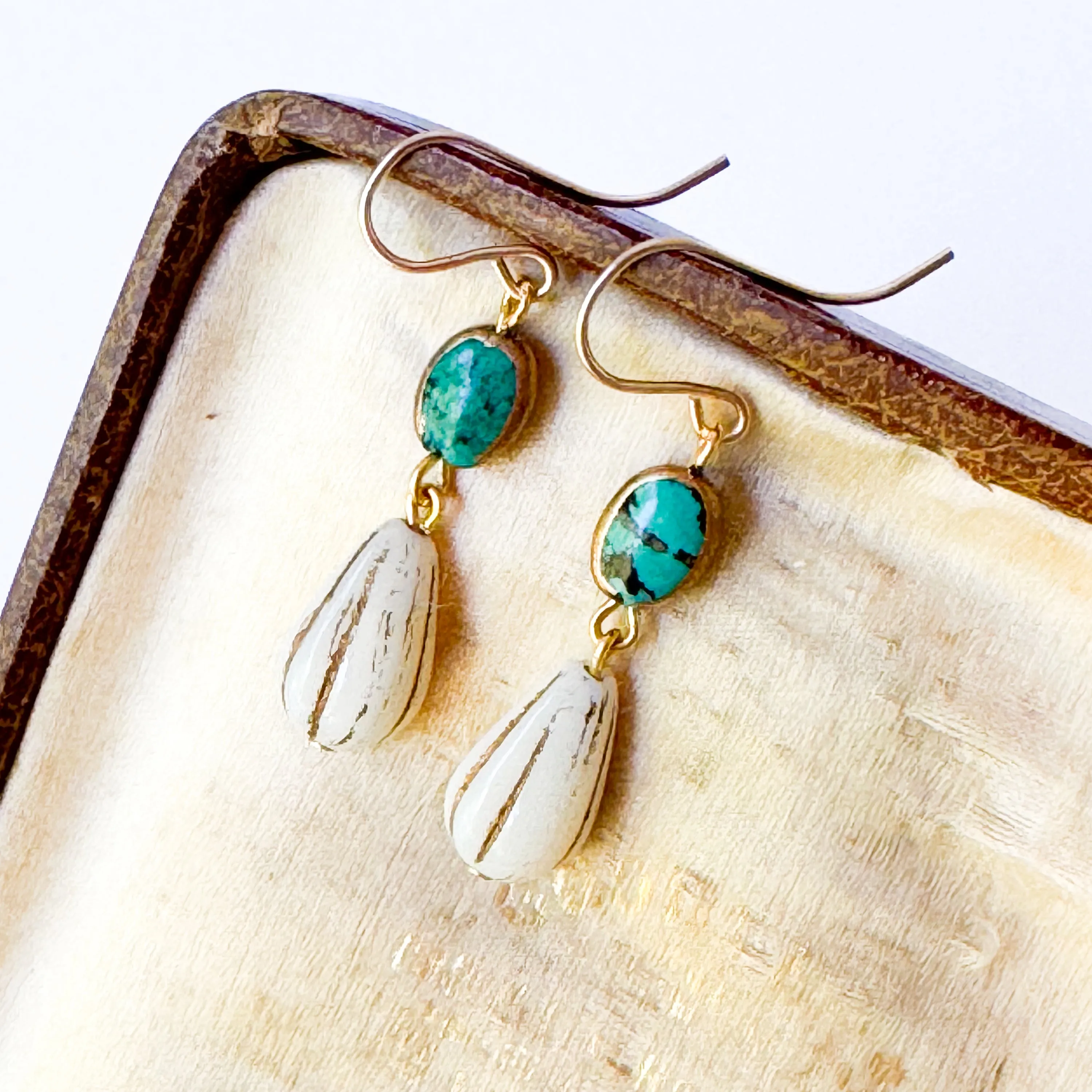 Turquoise and Glass Drop Earrings