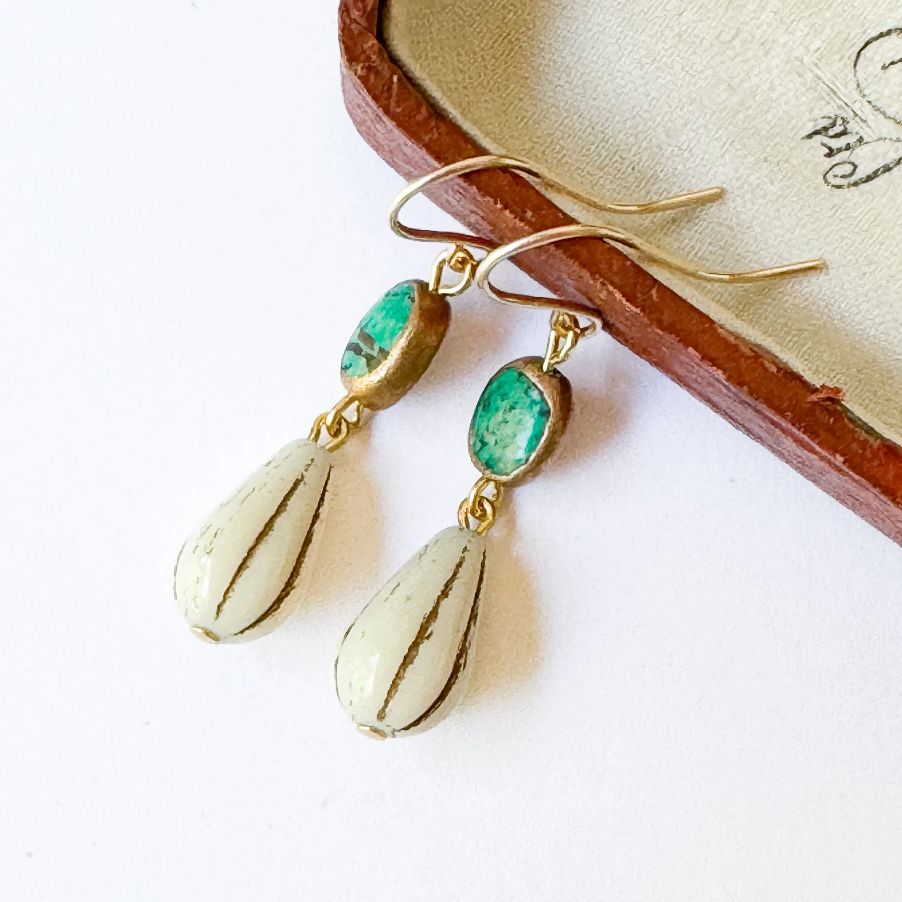 Turquoise and Glass Drop Earrings