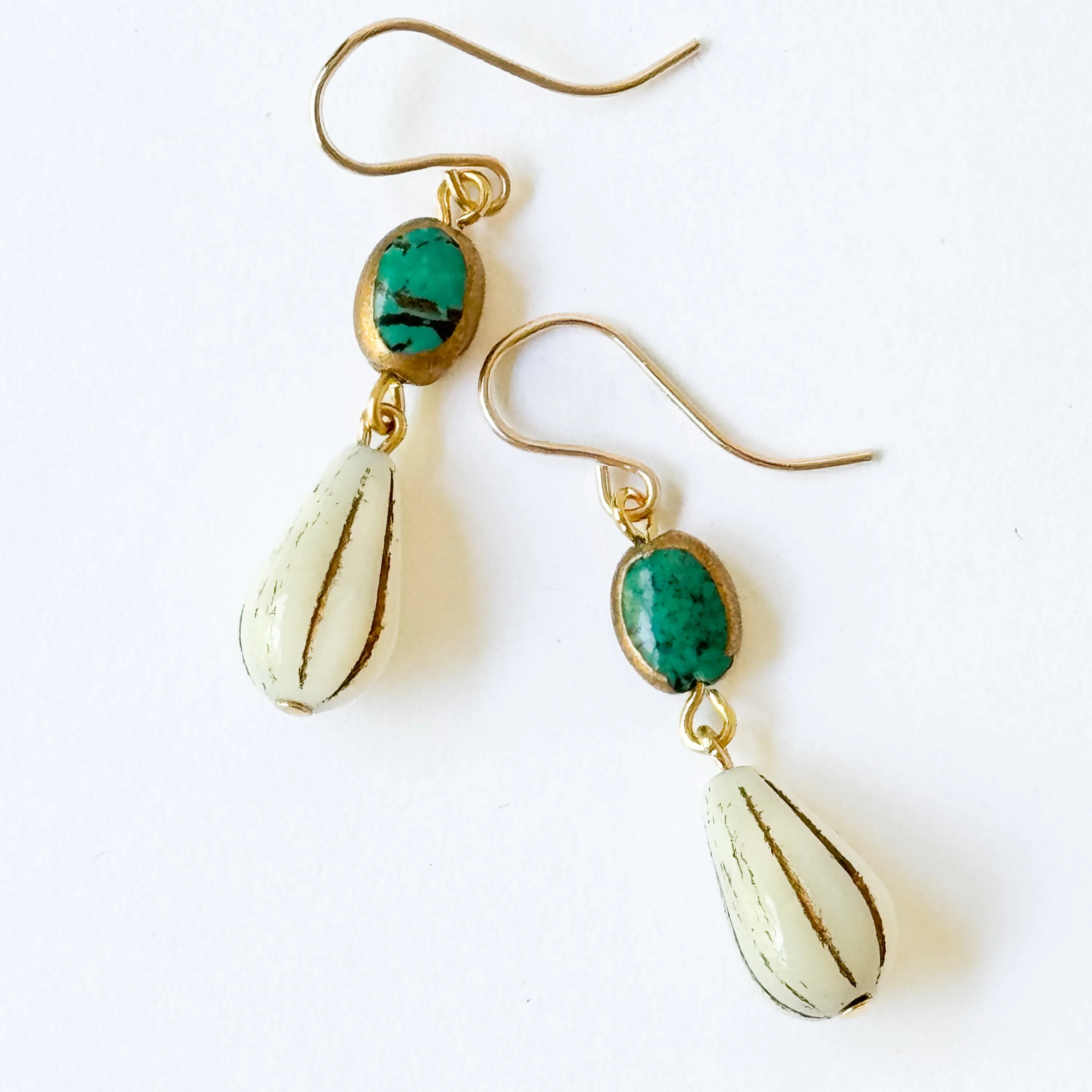 Turquoise and Glass Drop Earrings