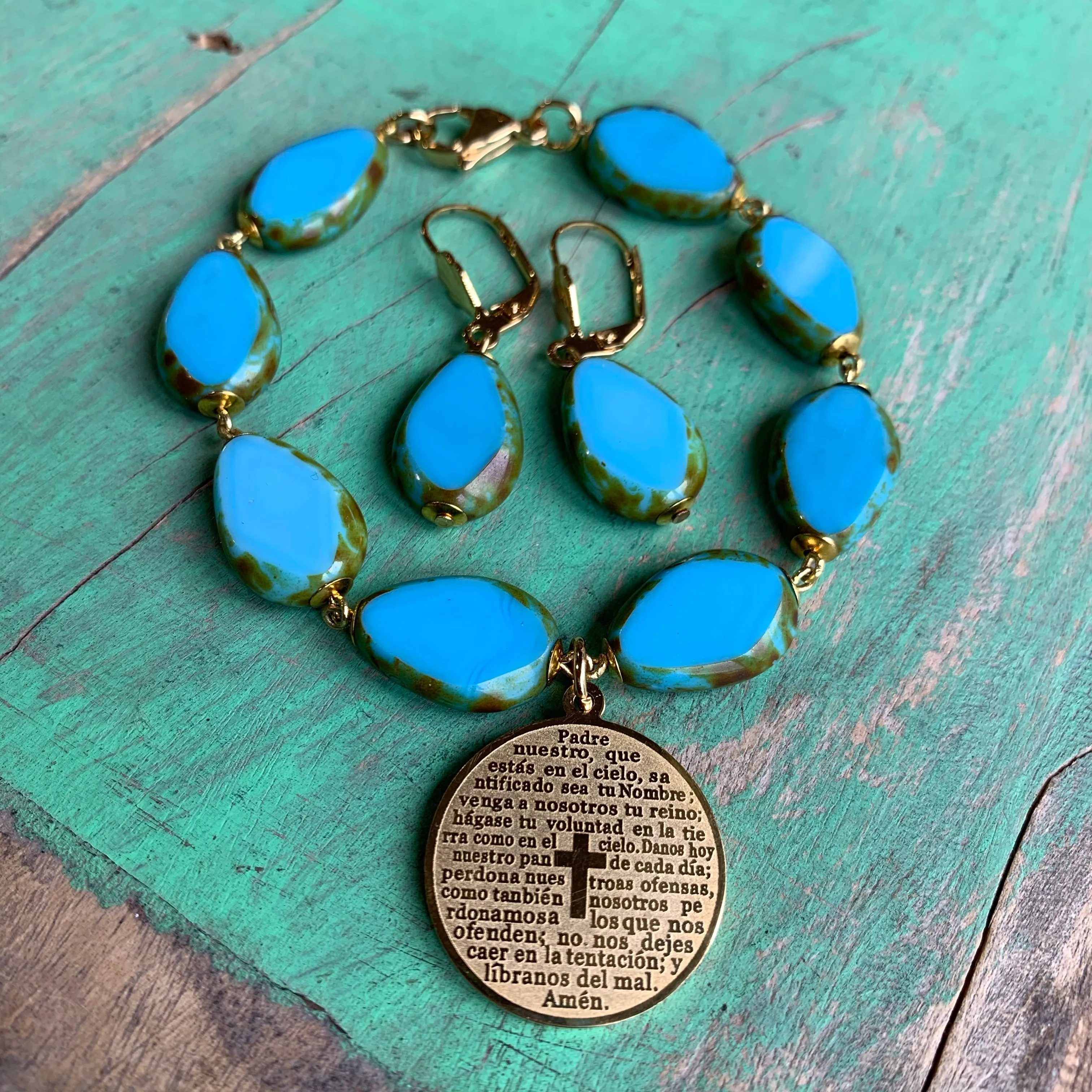 Turquoise and Gold Tree of Life Set