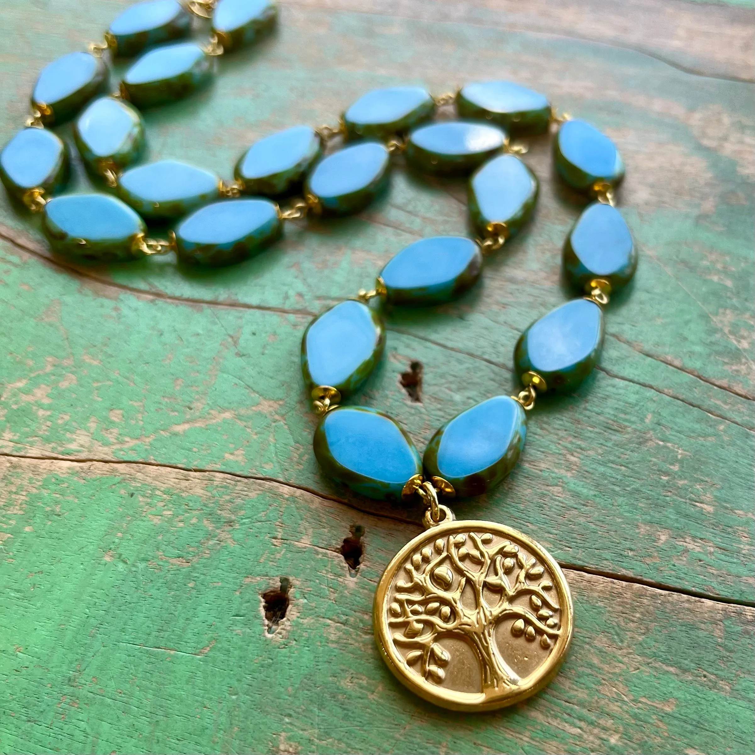 Turquoise and Gold Tree of Life Set