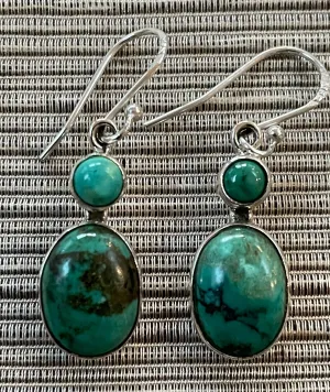 Turquoise and Sterling Silver drop earrings.