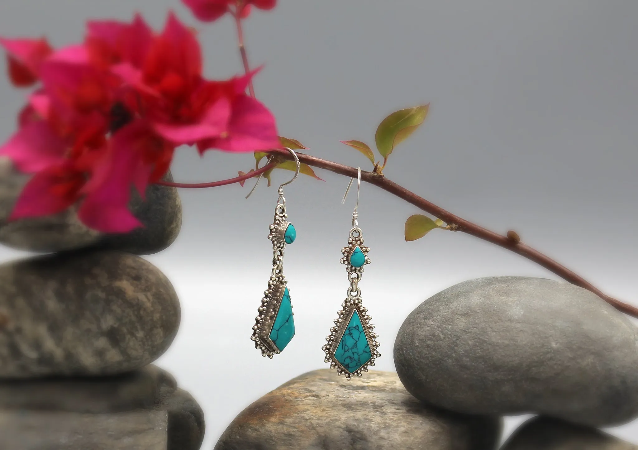 Turquoise Dangle Sterling Silver Earrings