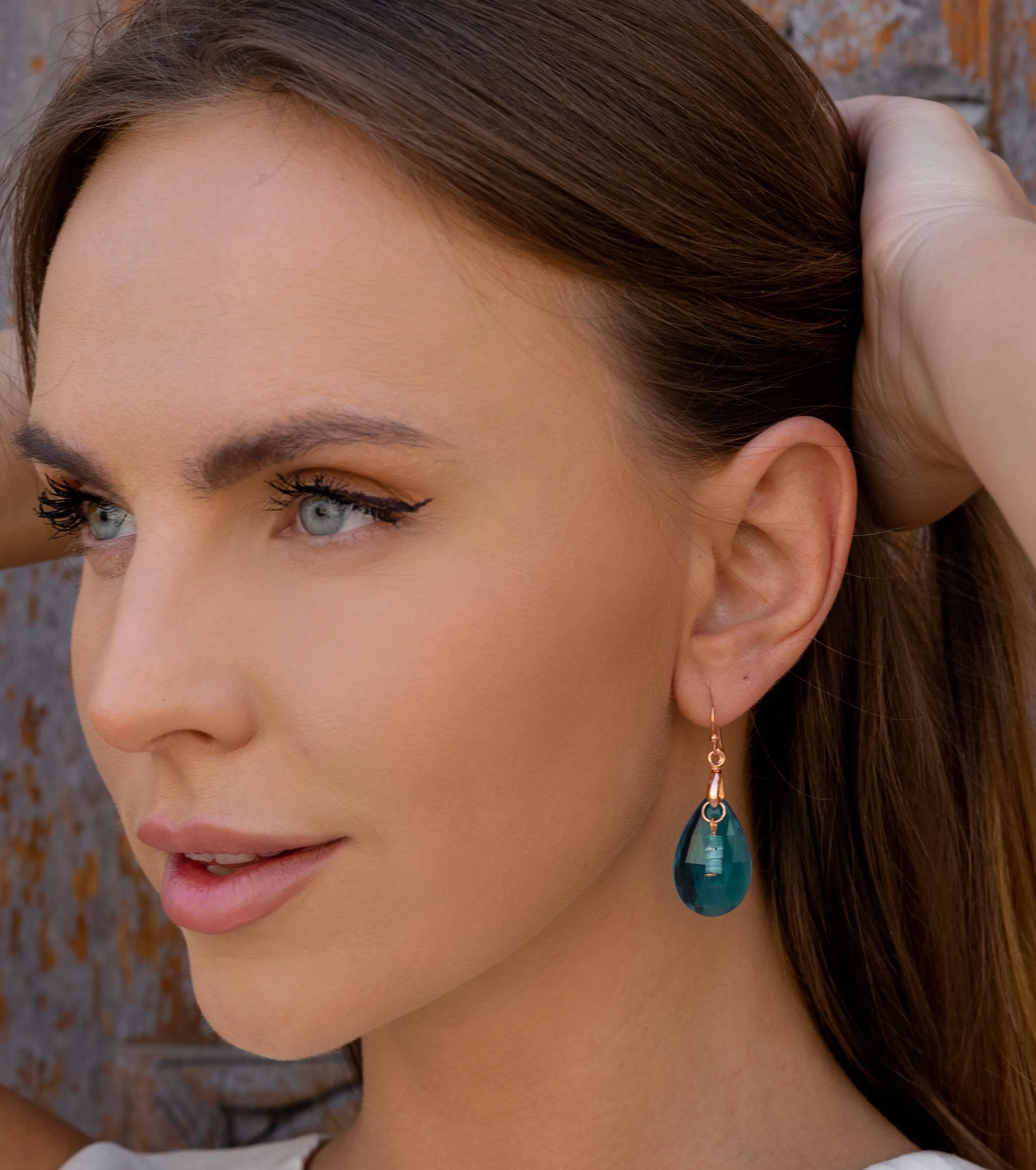 Turquoise Drop Rose Gold Earrings