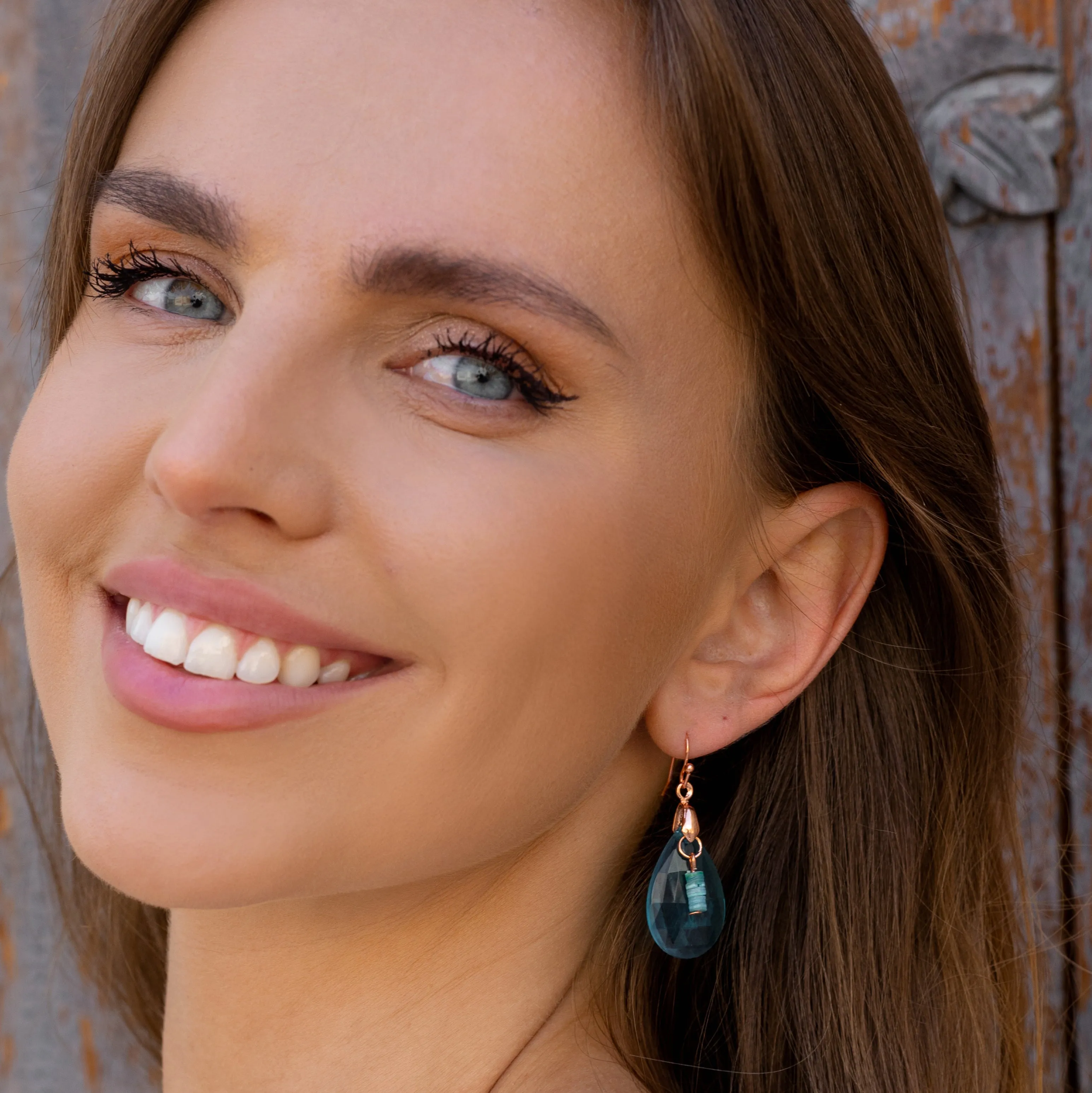 Turquoise Drop Rose Gold Earrings