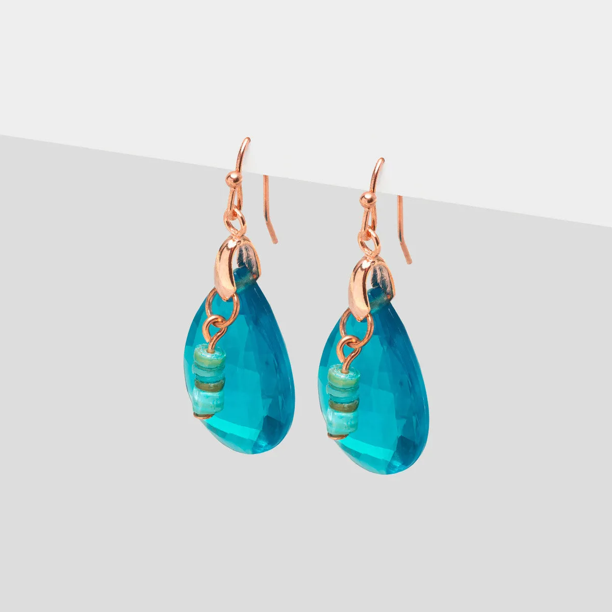 Turquoise Drop Rose Gold Earrings