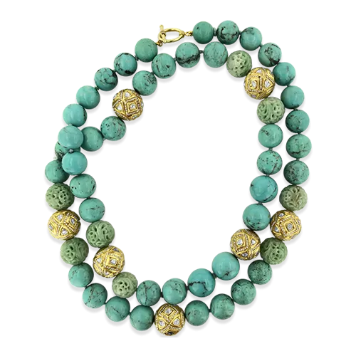 Turquoise, Jade & Diamond Necklace