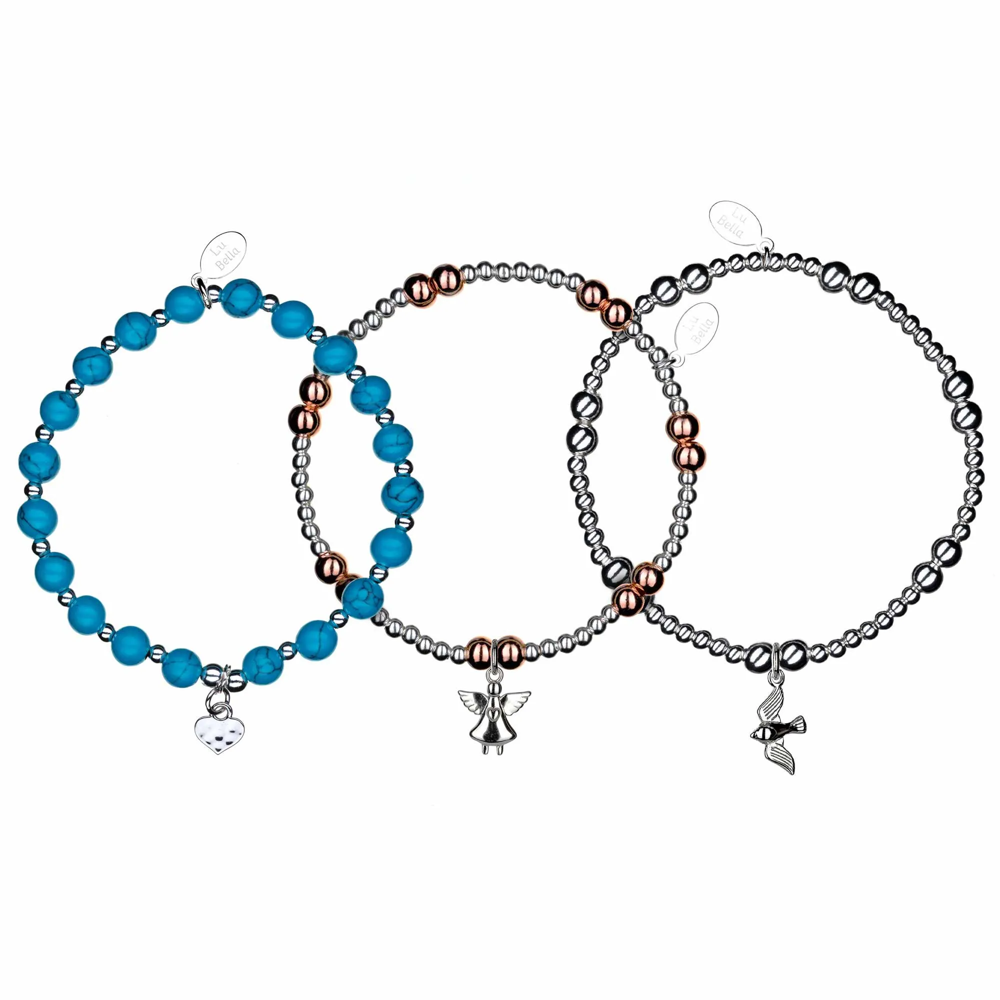 Turquoise Peace Sterling Silver Stacking Bracelets - Set of 3