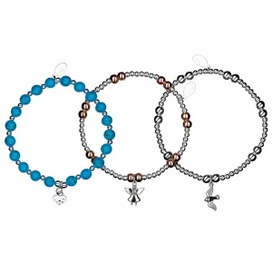 Turquoise Peace Sterling Silver Stacking Bracelets - Set of 3