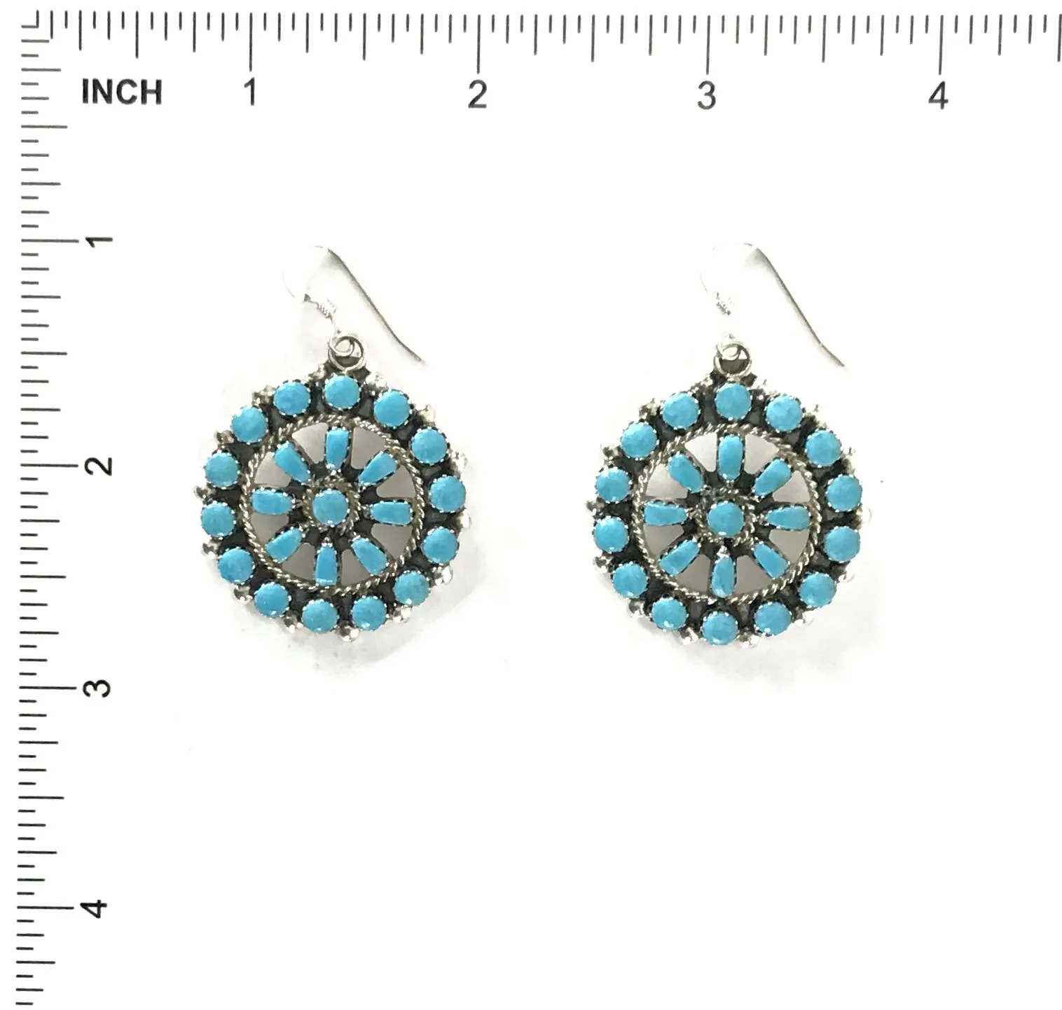 Turquoise Petit Point Cluster Dangle Earrings