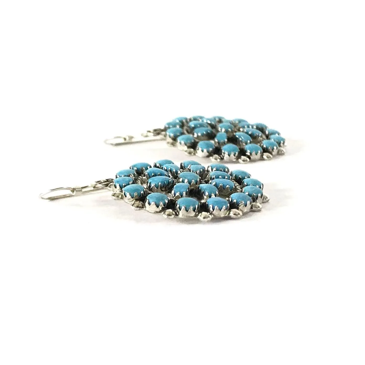 Turquoise Petit Point Cluster Dangle Earrings