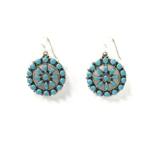 Turquoise Petit Point Cluster Dangle Earrings