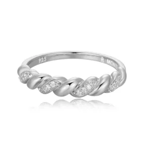 Twist Stackable Ring in Rhodium Plated Sterling Silver