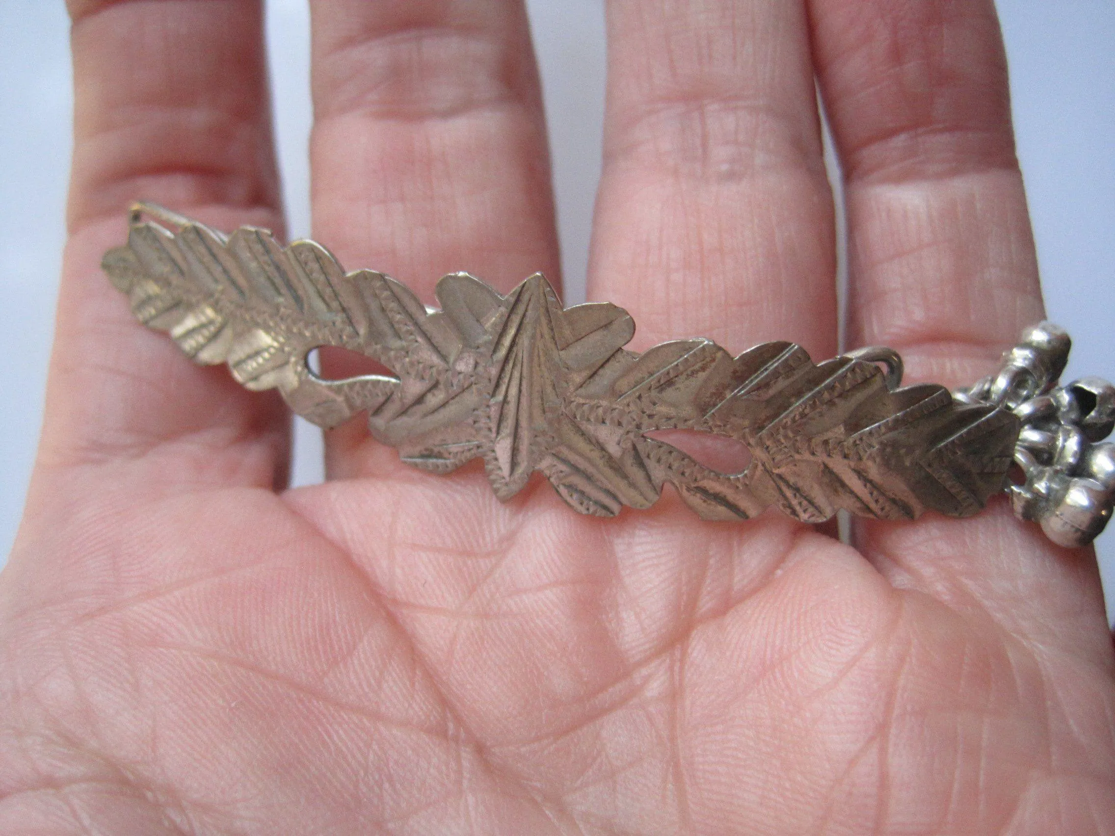 Two Vintage Indian Silver Hair Barrettes