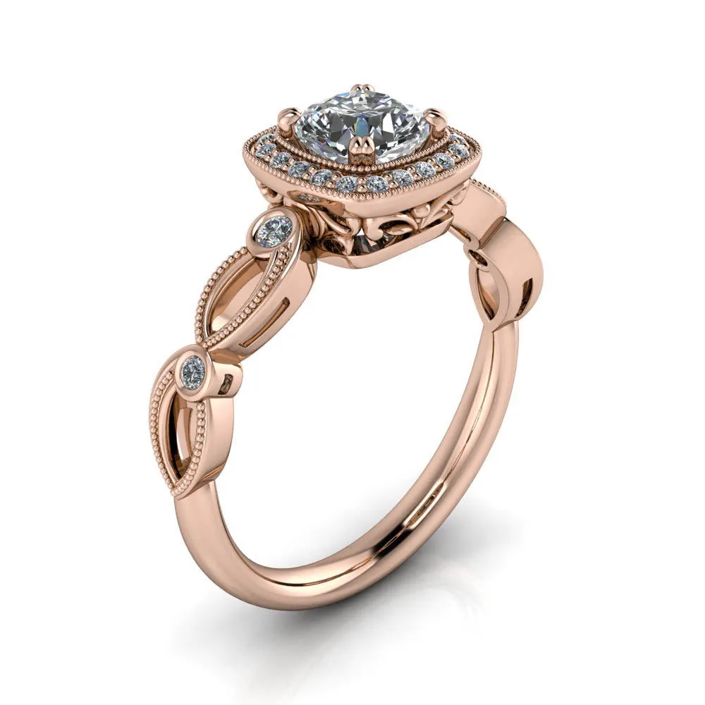 Unique Halo Engagement Ring - Adela