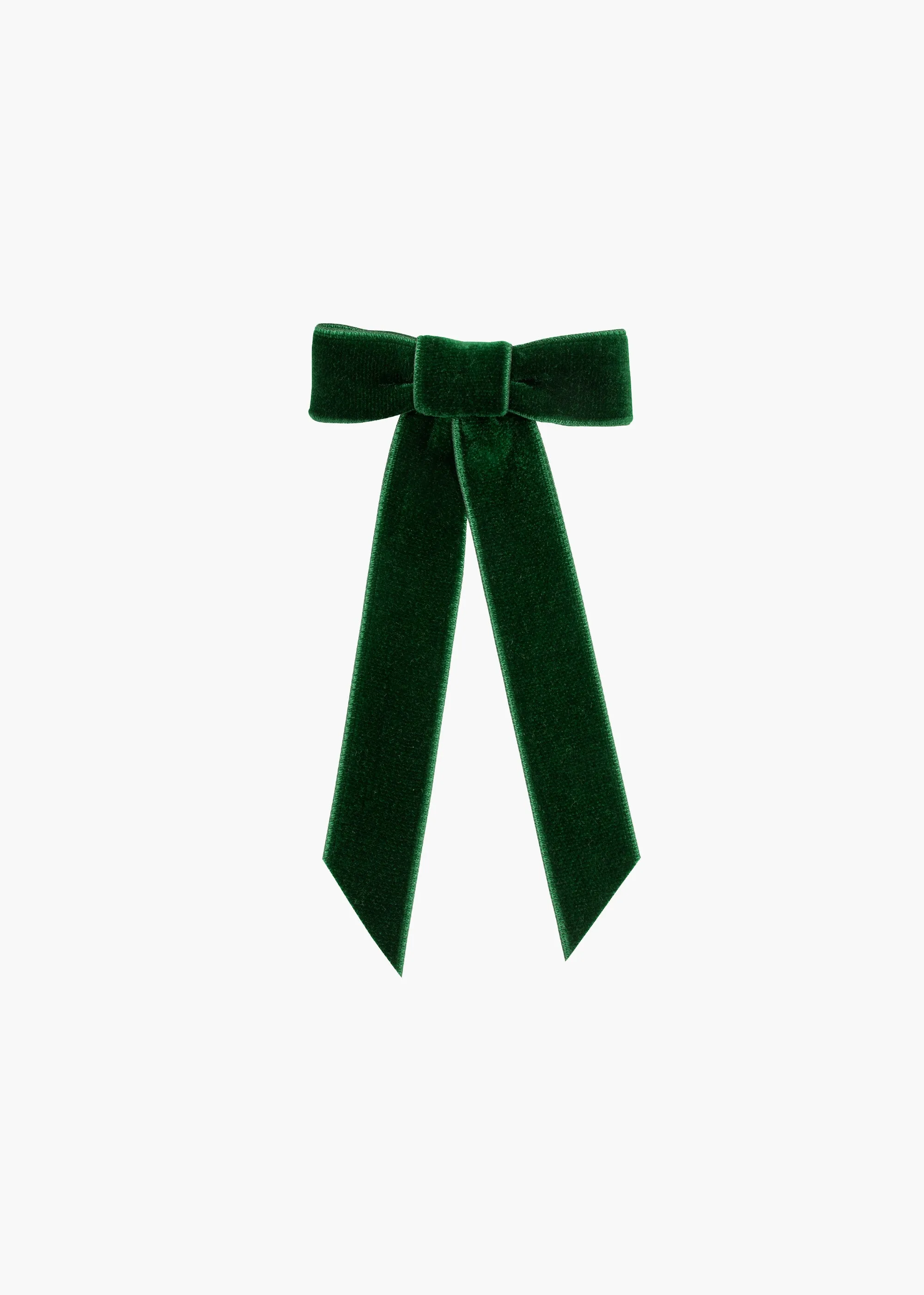 Velvet Bow Barrette -- Emerald