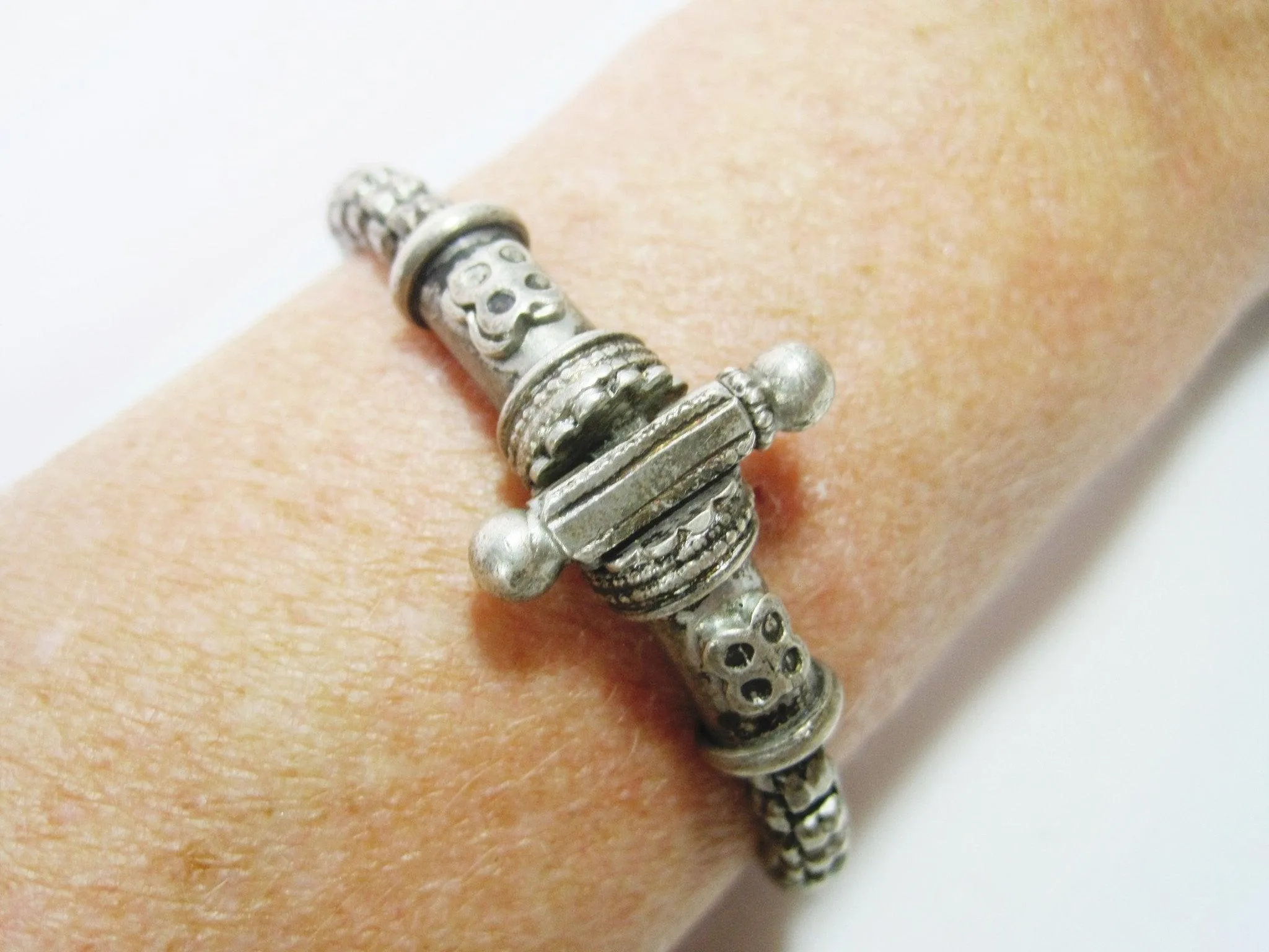 Vintage Silver Indian  Box Chain Bracelet from Rajasthan