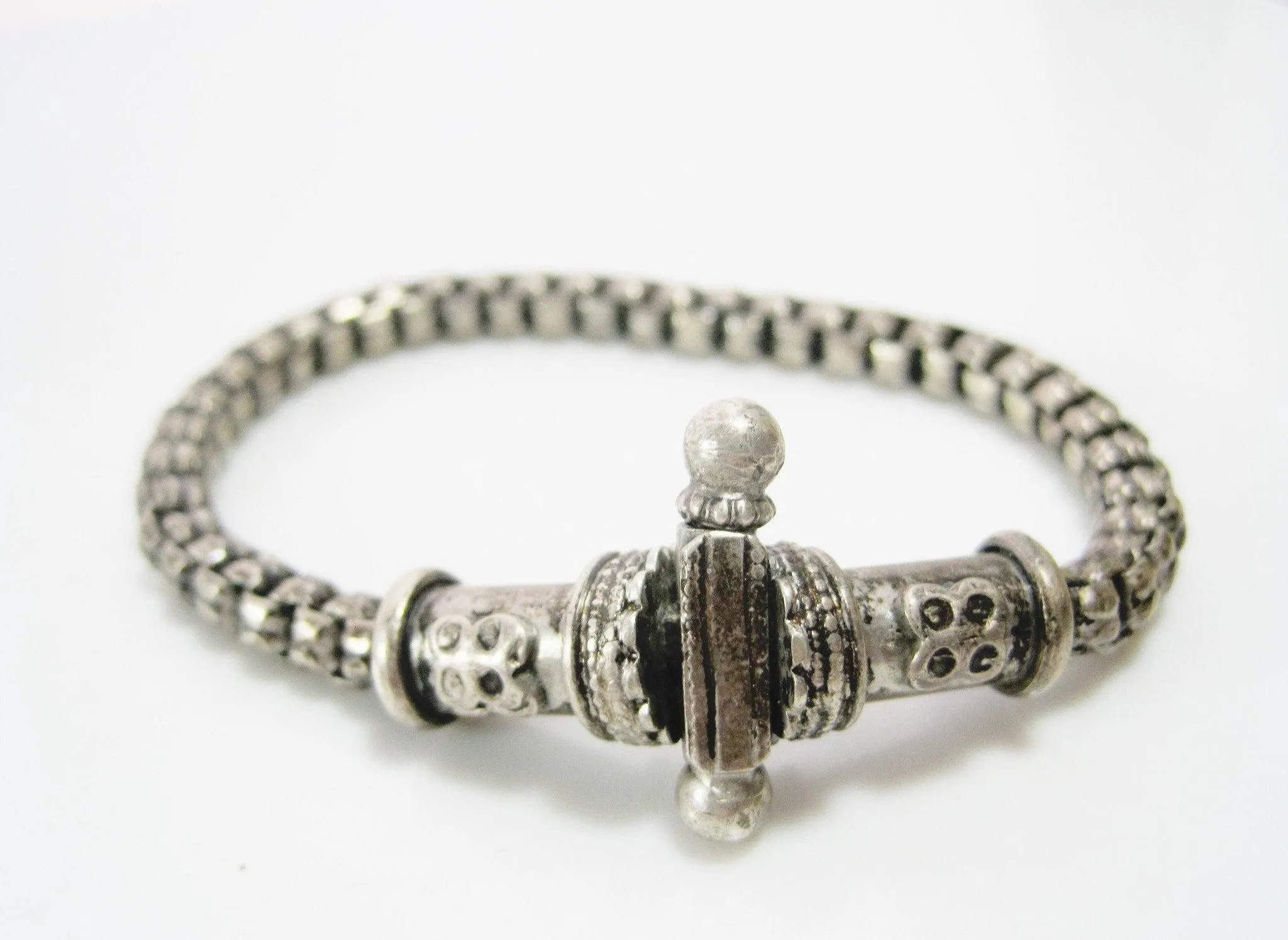 Vintage Silver Indian  Box Chain Bracelet from Rajasthan