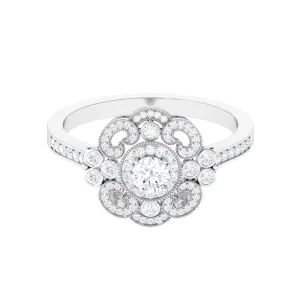 Vintage Style Diamond Engagement Ring with Milgrain Details