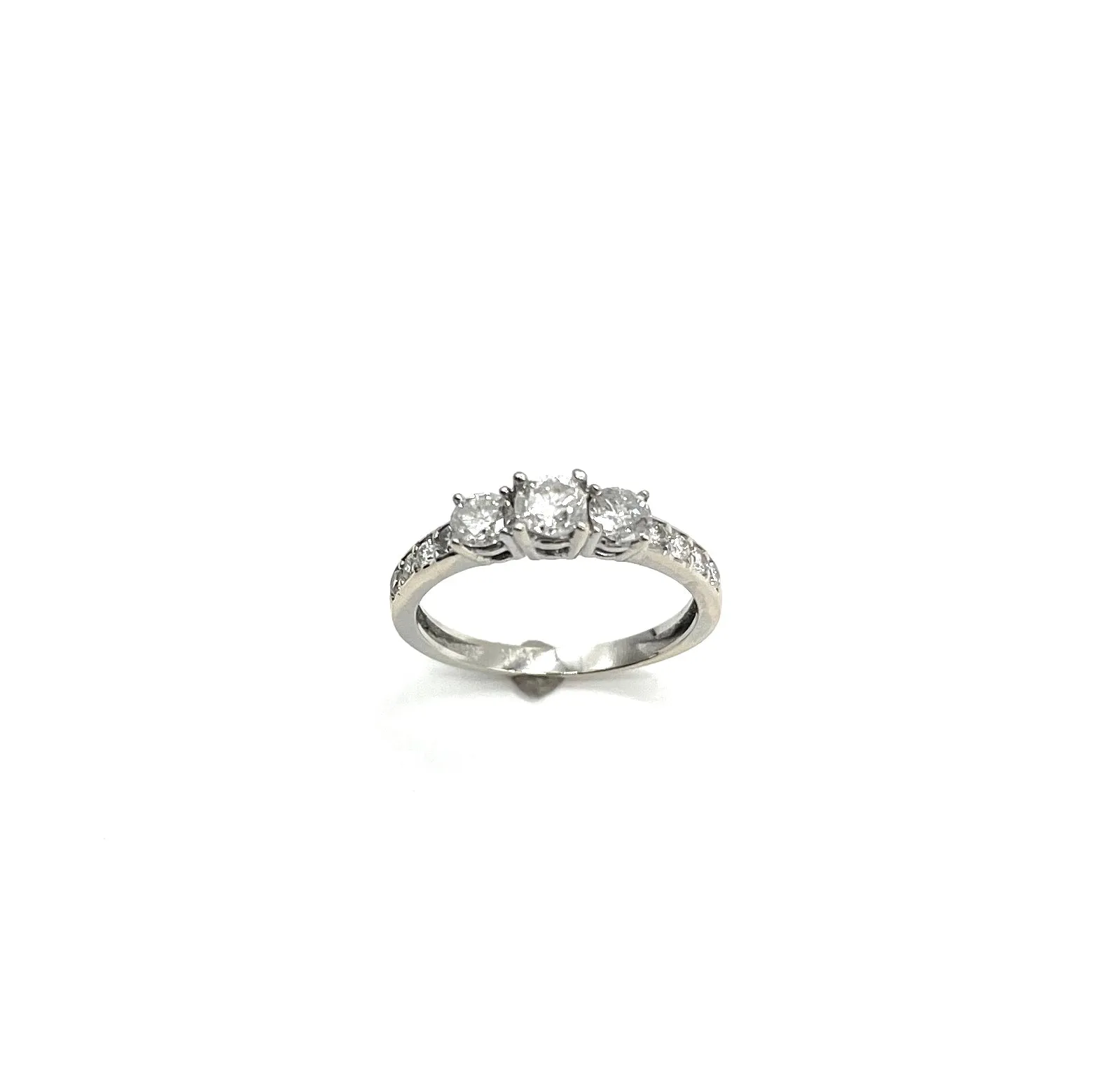 White Gold 3 Inline Diamond Ring