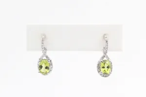 White Gold Peridot Twist Dangle Earrings