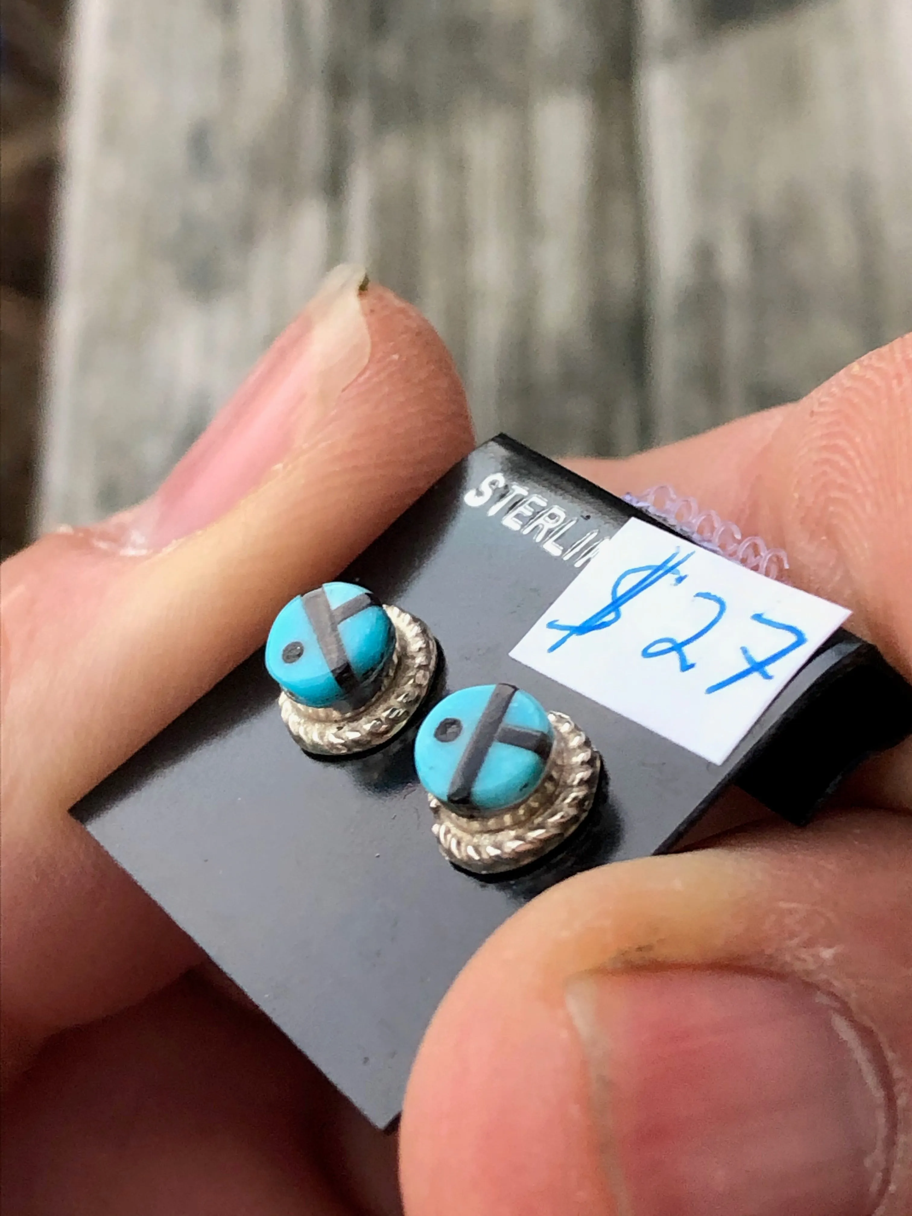 Zuni Sterling silver and turquoise studs