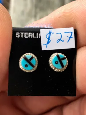 Zuni Sterling silver and turquoise studs